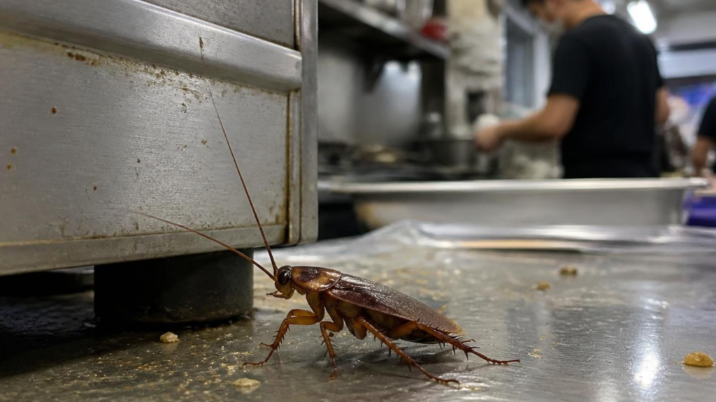 German cockroach found near food preparation equipment in a Singapore F&B kitchen